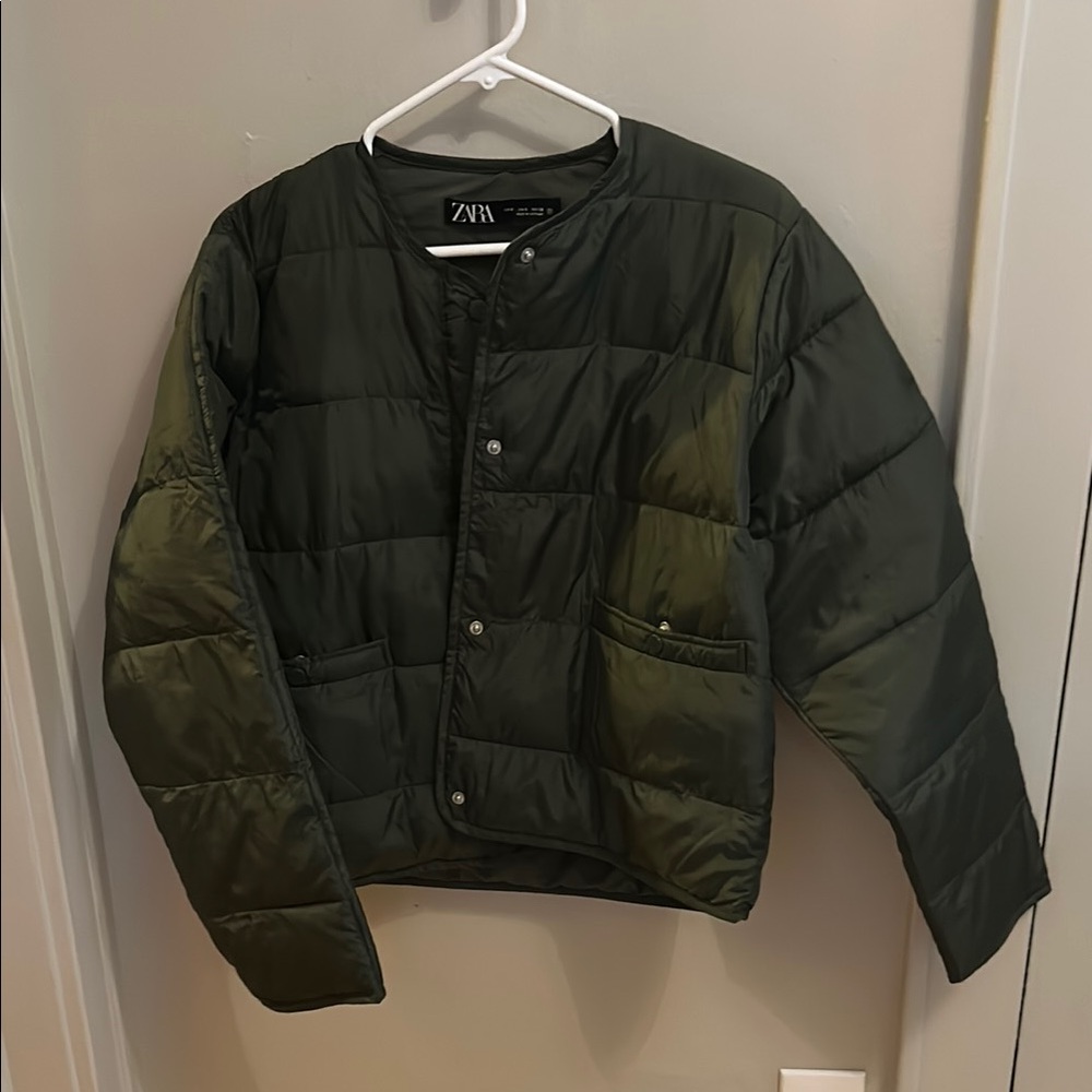 Zara Green Puffer Light Jacket